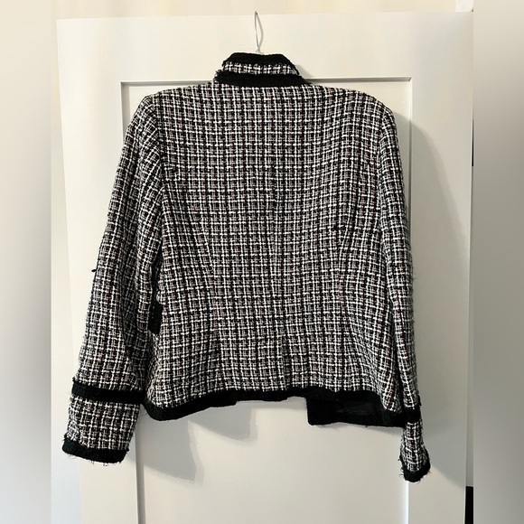 Black & White Tweed Silver Buttons Blazer Jacket Size 10 - Picture 3 of 9